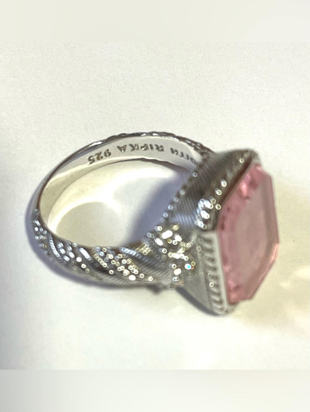 Judith Ripka Pink Crystal Cameo Ring in Silver Tone - Picture 3 of 16